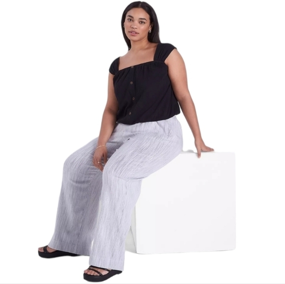 Lane Bryant Womens Black Relaxed Crop Cap-Sleeve Square-Neck Top Size 22/24 - Picture 11 of 11